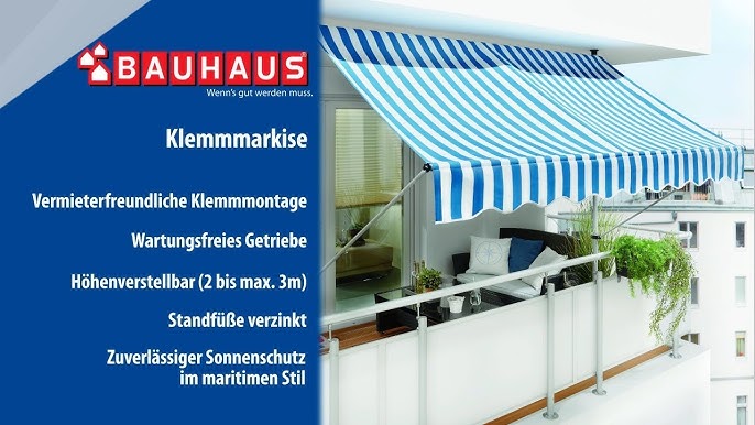 Klemmmarkise Balkonmarkise Fallarmmarkise beige Markise Sonnenschutz  verstellbar