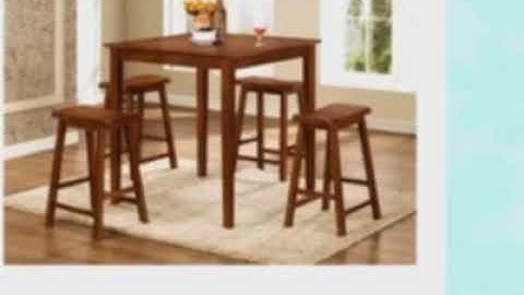 TOP 5pc Counter Height Dining Table and Stools Pub Set Dark Walnut Finish