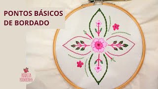 VEJA como bordar a mão flores com pontos básicos de bordado livre🌹 embroidery stitches