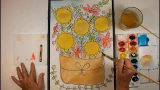 How to Draw and Paint SUNFLOWERS Step-By-Step for Beginners Timelapse