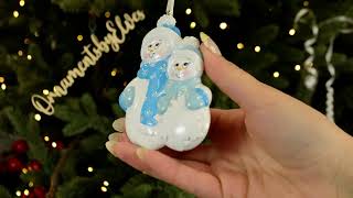 Ornaments by Elves: Personalized Snowman and 1 Kid Blue Christmas Ornament OBE-rm155-1