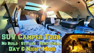 SUV Camper Tour \& Setup Demo | Solo Female | No build, stylish, functional, under $500 | Kia Sorento