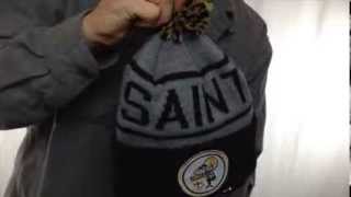Saints 'HIGH-5 CIRCLE BEANIE' Grey-Black by Mitchell and Ness