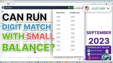 RUN DIGIT MATCH BOT WITH SMALL BALANCE | NEVER LOSS DERIV/BINARY BOT