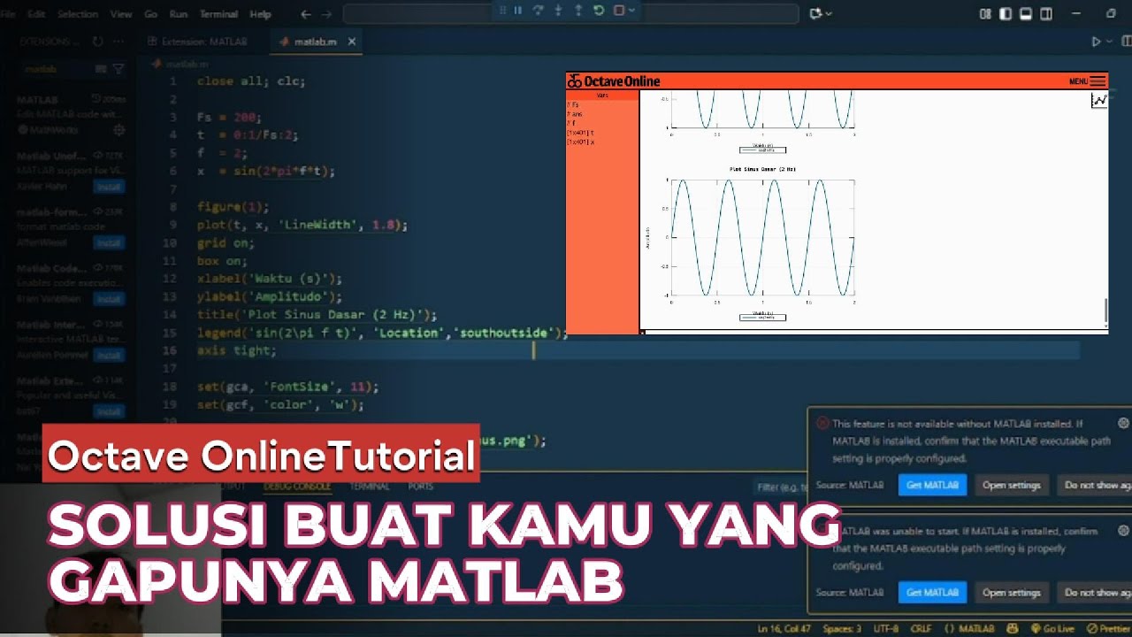 Jalankan Skrip #coding MATLAB di Octave GRATIS, Langkah demi Langkah # ...