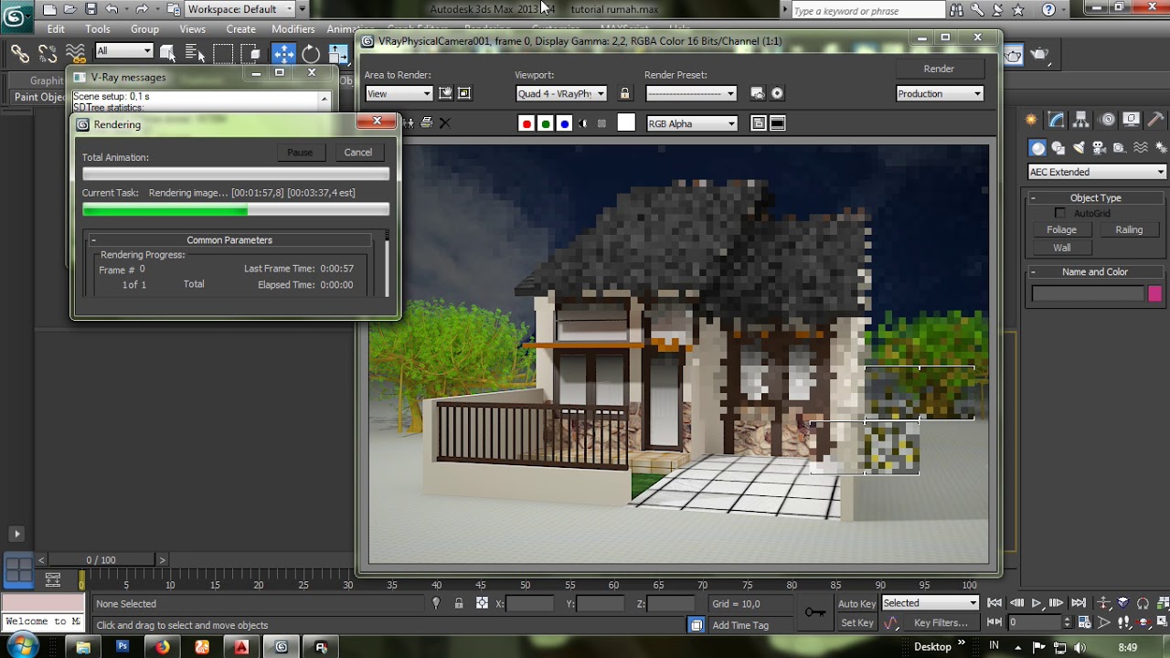 TUTORIAL 3dsMAX "RENDERING RUMAH SEDERHANA PART 3" - YouTube
