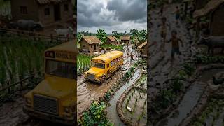 School Bus Rescue by Tiny Engineers! 🚌🚜#MiniEngineeringWorld #engineeringproject