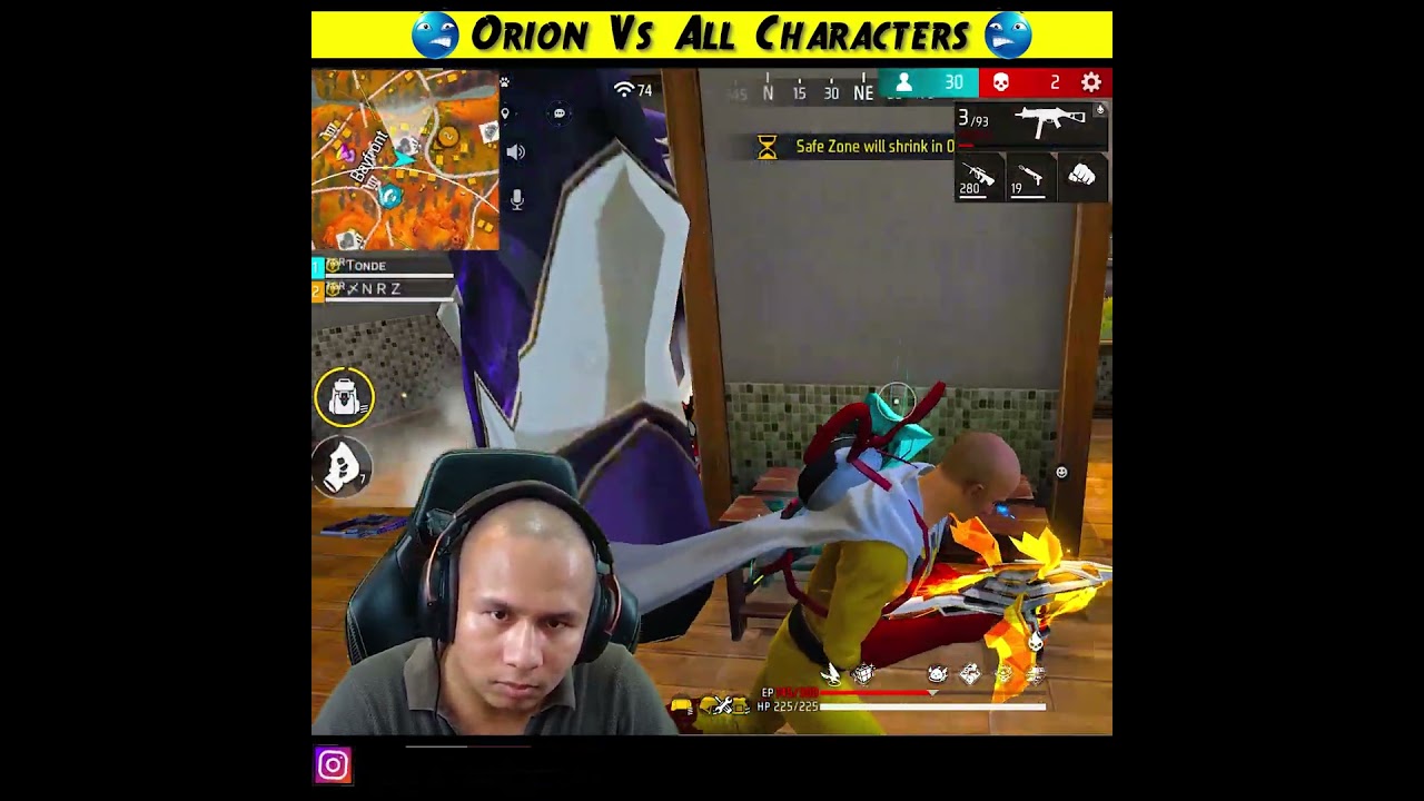 Super Powerful Orion Vs Free Fire All Characters Best Br Battle 😱 