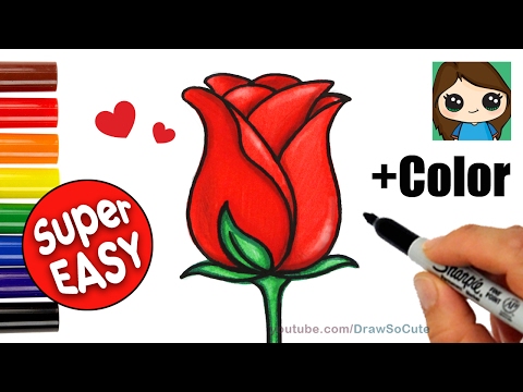 How to Draw + Color a Rose Super EASY Realistic - YouTube