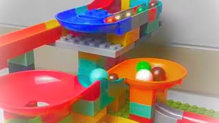 Satisfying Building Block Coaster Marbles Run Race ASMR - Playing Marble run - Marble Full Colour