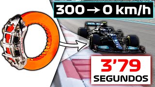 Cómo son los FRENOS de un COCHE de F1? 🔥 ¡De 300 km/h a 0 en 130 Metros! | DISCO de CARBONO vs Acero