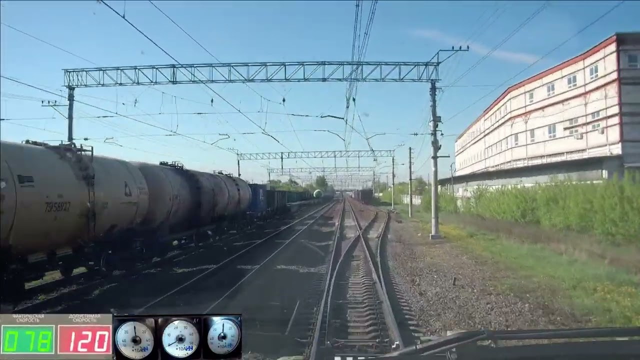 Вид из кабины электропоезда. Участок Подольск - Чехов