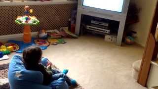 Neiklai joins in Peppa Pig's head, shoulders, knees & toes song.:D