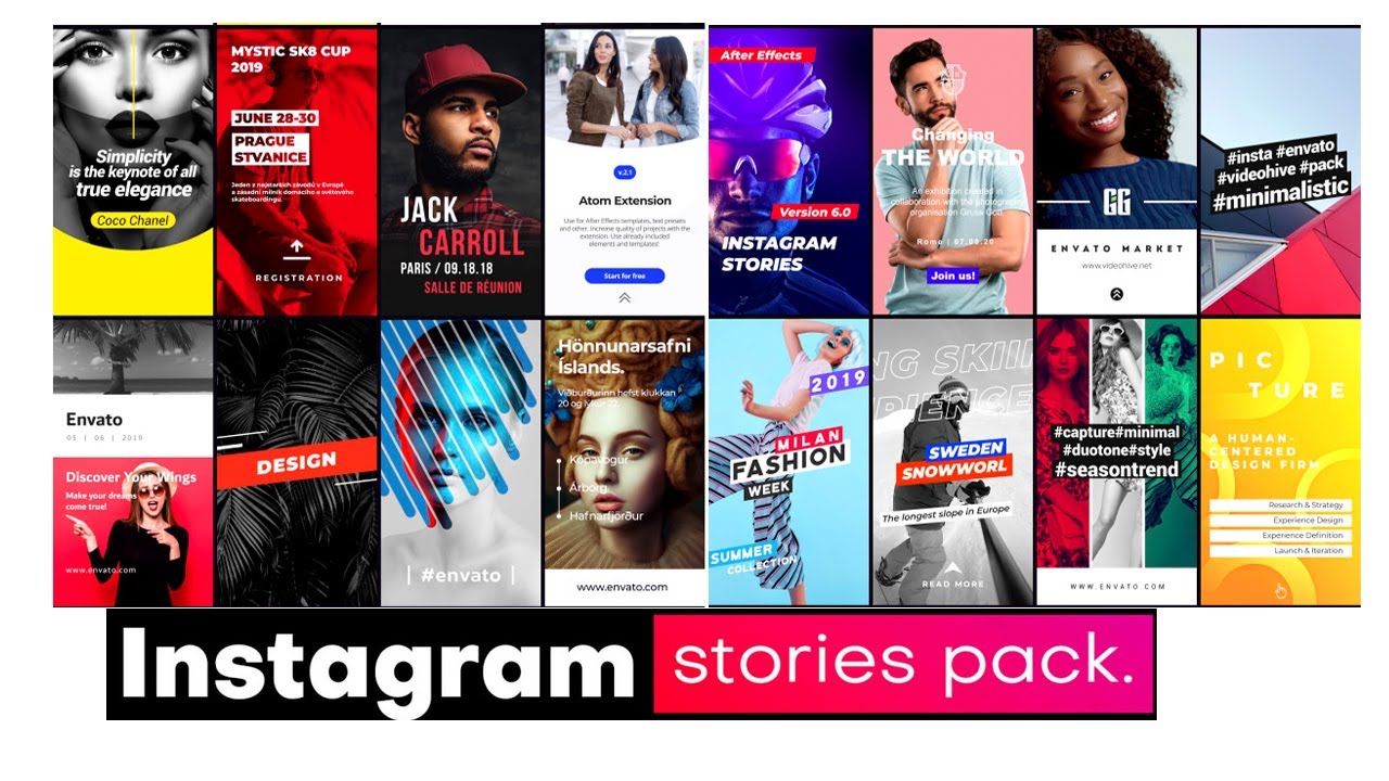 100 Instagram Stories pack After Effects Templates - YouTube