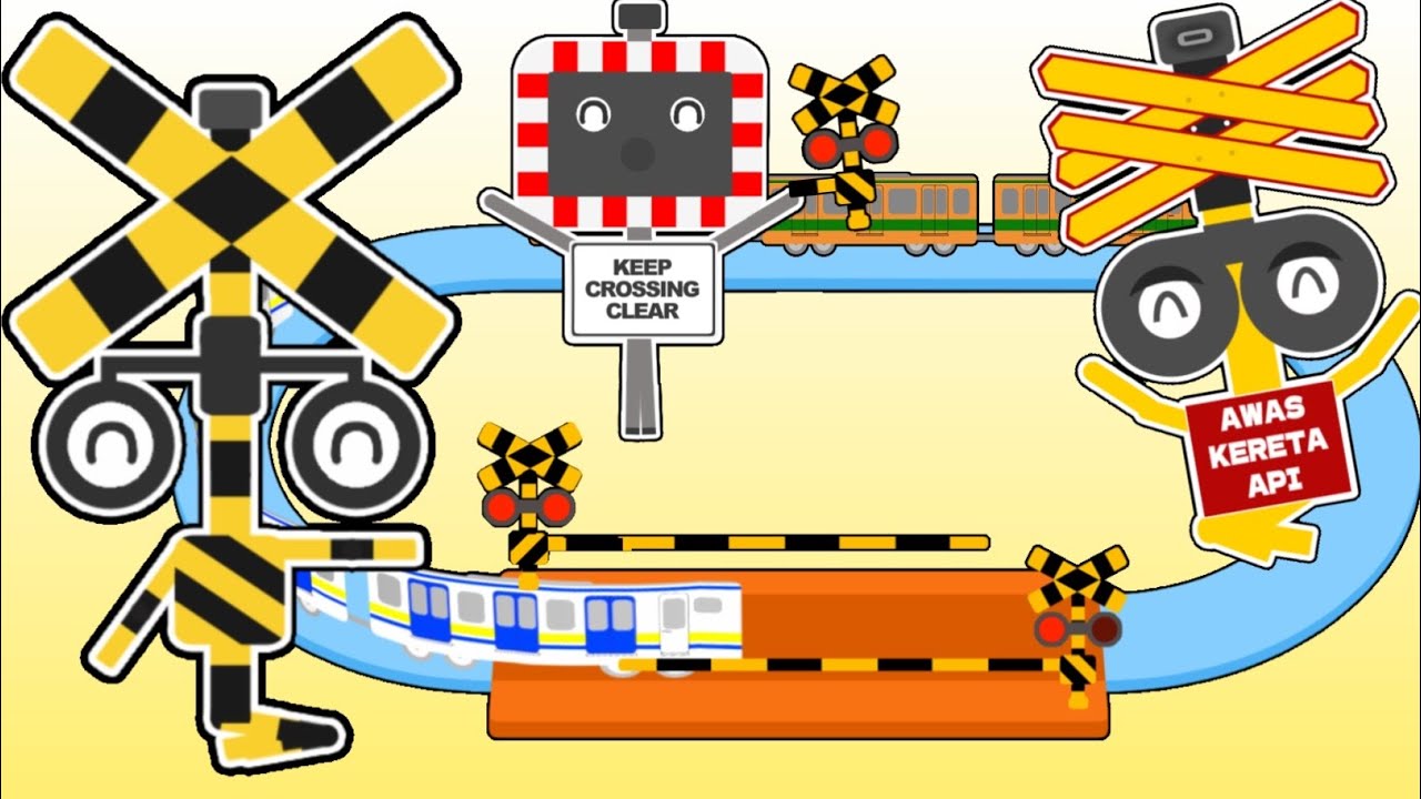 踏切アニメまとめ　カンカン　踏切　踏切アニメ　プラレール　電車　新幹線　fumikiri animememe railroadcrossing levelcrossing keretaapi
