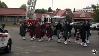 First responders and family honor Spokane Valley firefighter Dan Patterson with procession