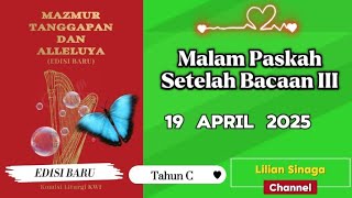 Mazmur Tanggapan Setelah Bacaan III Edisi Baru || 19 April 2025, Lilian Sinaga