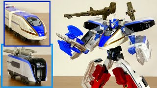 かがやきは超かっこいい！Z合体は強靭ボディー！新幹線変形ロボ シンカリオンZ E7かがやき & ザイライナー E353あずさ 変形組み立てシール貼りレビュー プラレール