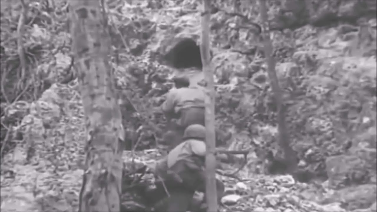 Flamethrower Tank and Bazooka Team Clear Japanese Caves in Battle of Peleliu WWII