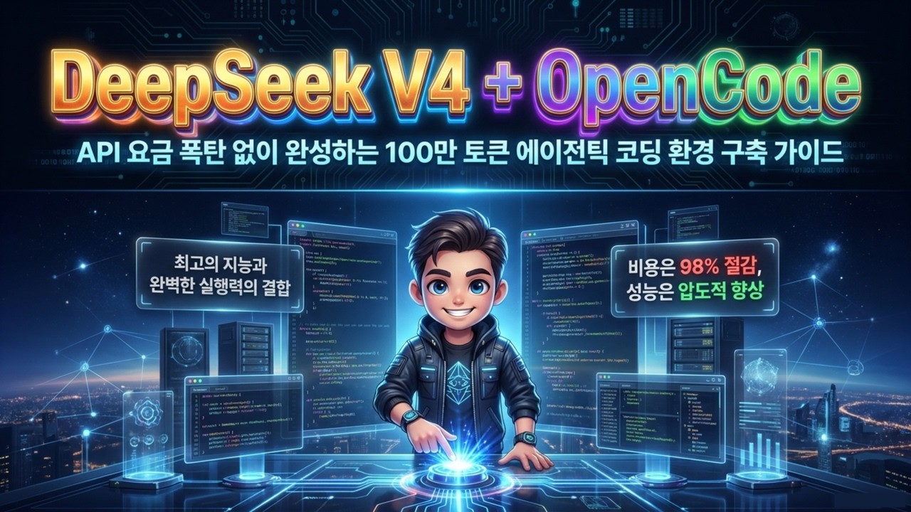 코딩 AI 비용 폭탄 완벽 해결! 딥시크 V4 + 오픈코드 종결 조합 | 챗GPT 구독 취소하세요! 딥시크 V4와 오픈코드로 무료 AI 개발 환경 구축하기