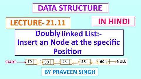 data structure lecture 21.11 insert an node at specific position of doubly linked list in hindi