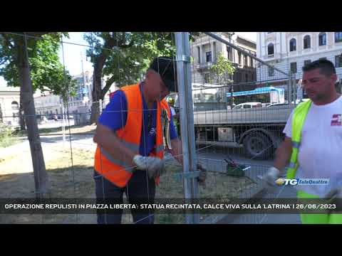 OPERAZIONE REPULISTI IN PIAZZA LIBERTA': STATUA RECINTATA, CALCE VIVA SULLA 'LATRINA' | 26/06/2023