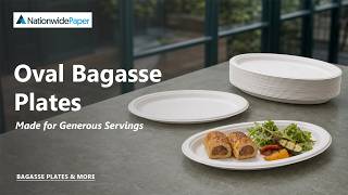 Eco-Friendly 10x12 Inch Oval Bagasse Plates - Disposable Tableware
