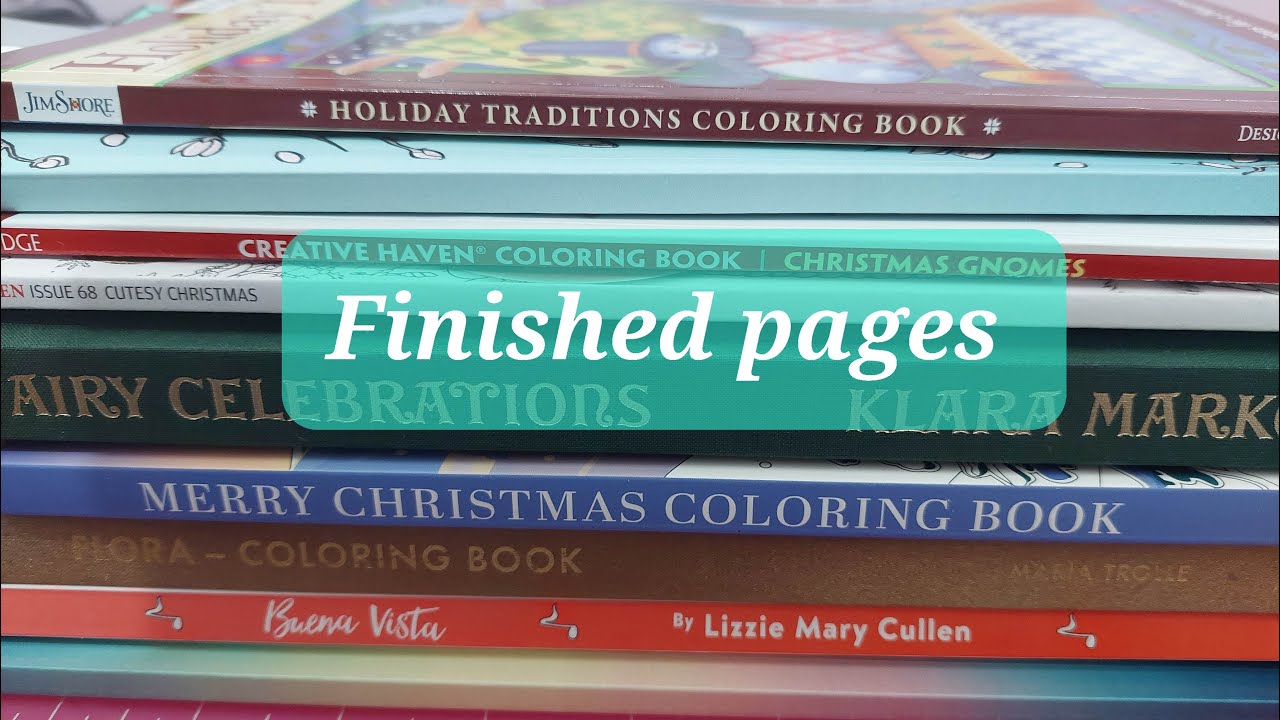 Finished colouring book pages for December 2023 - Happy New Year everyone! 🍷🥂🎈🎊