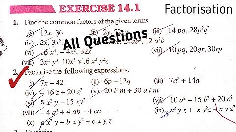 Factorise the following Expressions | NCERT Ex- 14.1 Q-2 All Class 8 | factorisation class 8