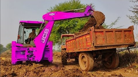 JCB 3dx Backhoe Loading Mud in Mahindra 475 Di tractor JCB miti khudai JCB video #jcb #jcbvideo