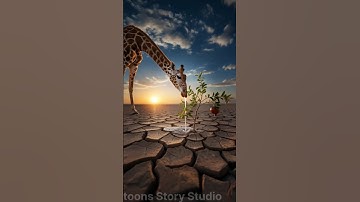 Giraffe waters pomegranate plant andsaves it from drying up😭 #ai #tree #save #giraffe