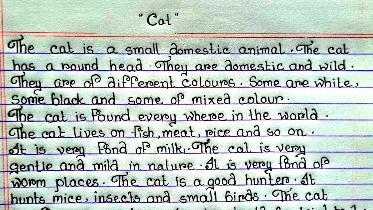 Short essay on "The Cat"Write an essay on Cat in englishParagraph on