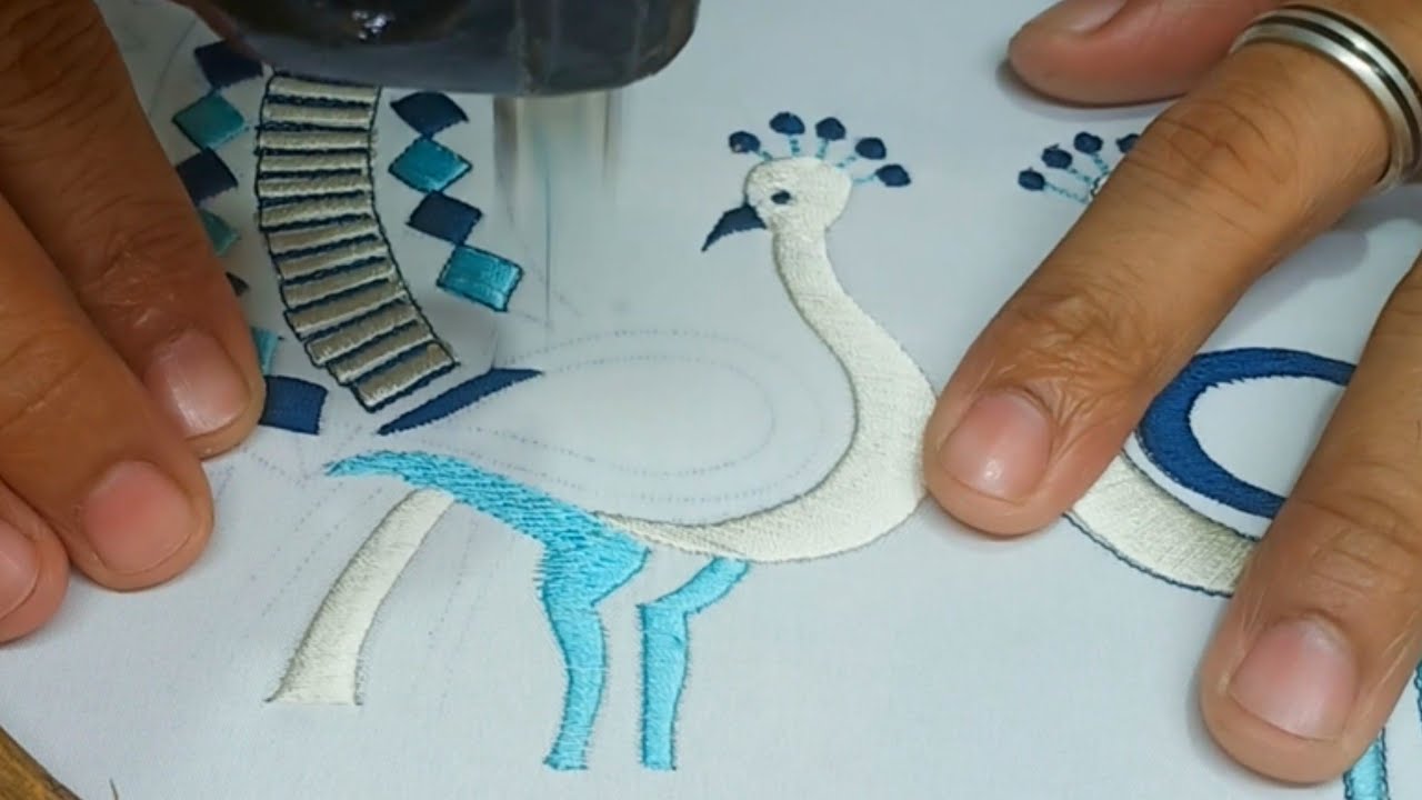 Peacock embroidery design - Peacock kurti design embroidery work
