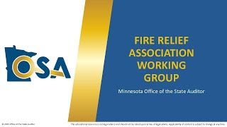 Fire Relief Association Working Group (September 30, 2025 Meeting)