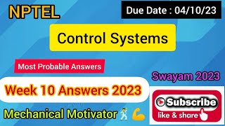 Control Systems | Week 10 Quiz | Assignment 10 Solution | NPTEL | SWAYAM 2023
