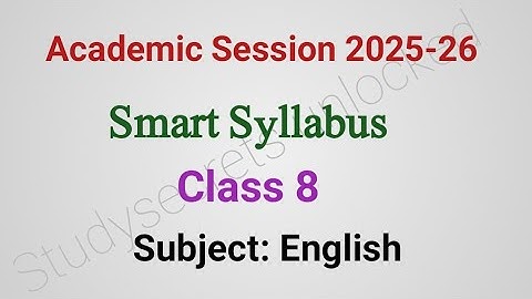 Smart Syllabus English Grade 8 |Smart syllabus announced |Session 2025-26 |Punjab board