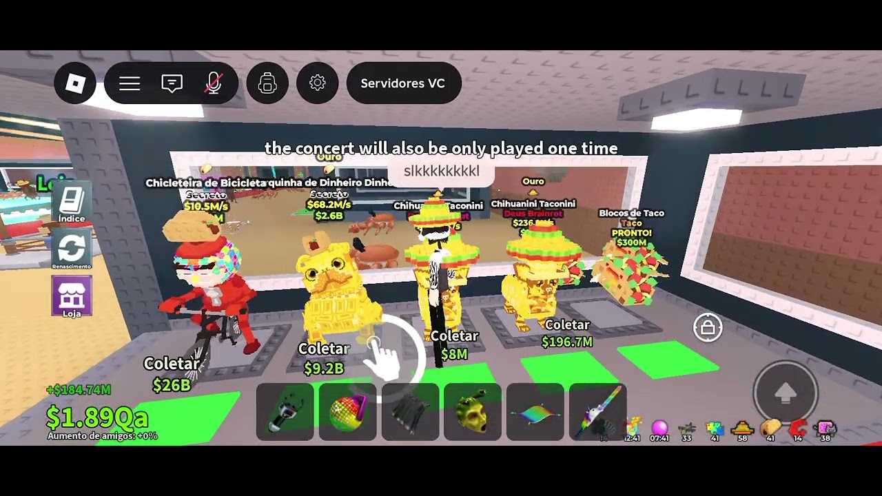 Peguei money money paggy e chicleteira etc joguei evento do roube um brainrot.