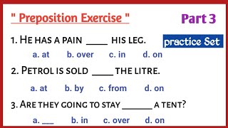 Preposition objective questions Practice set | Preposition exercise in English grammar | Preposition