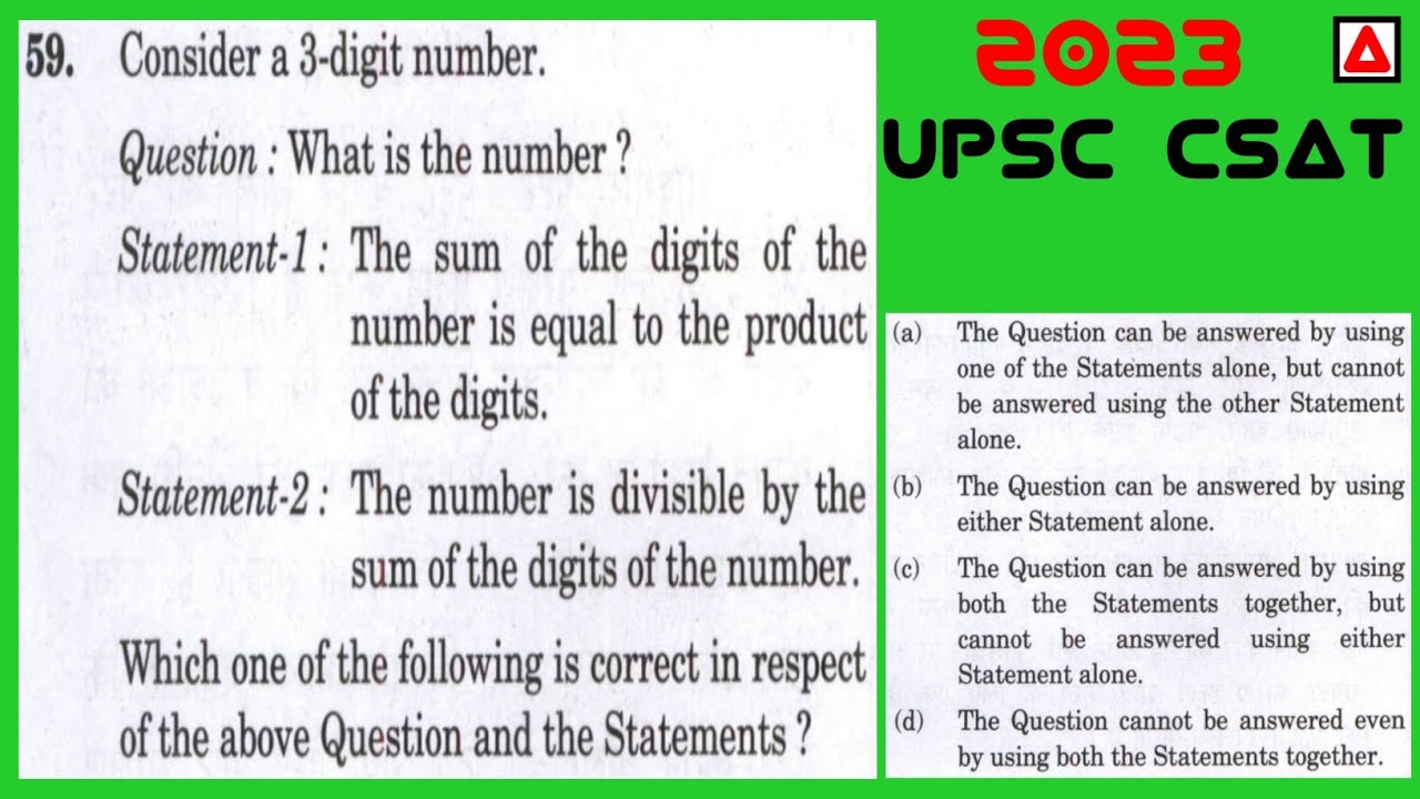 Consider A 3 digit Number Question What Is The Number Statement 1 Consider a 3 digit number question what is the number statement 1