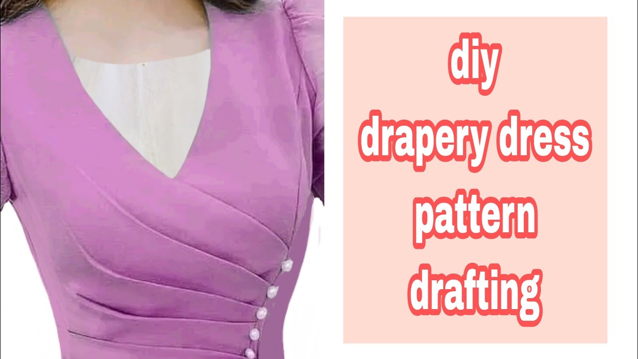 pola dress draperi || #diy #drapery dress #pattern  #drafting