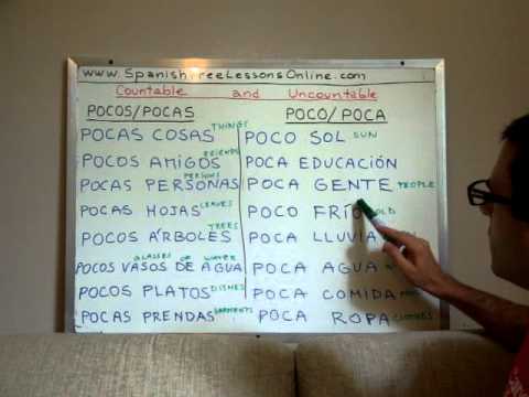 Free Spanish Lessons 69 - Few Vs Little - Countable-Uncountable