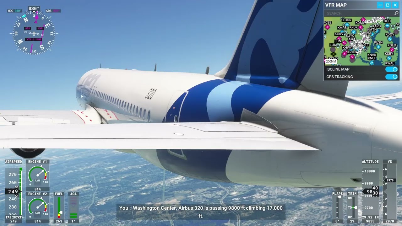 MSFS 2020 A320 from Washington, Ronald to New York (IFR Practice 9070XT)