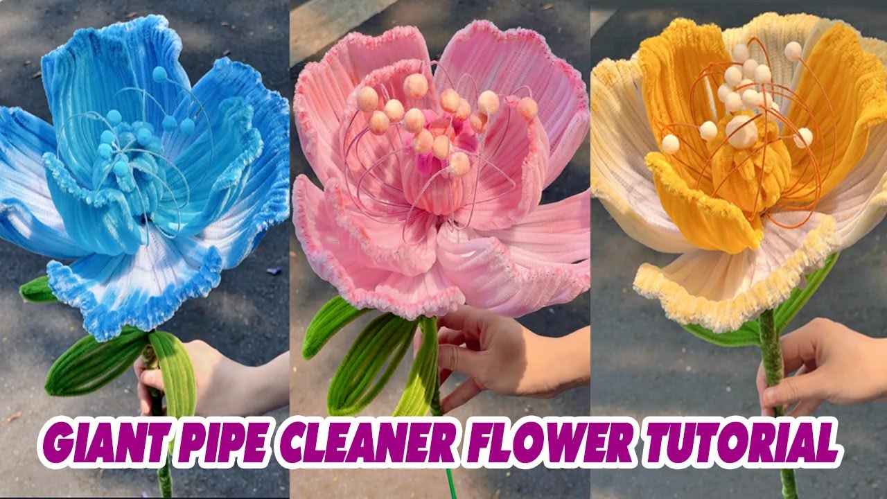 DIY Flower: how to make Super Big pipe cleaner Flower | DIY Giant Pipe ...
