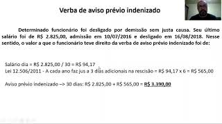 DEPARTAMENTO PESSOAL - Cálculo de Verba de aviso prévio indenizado DEPARTAMENTO PESSOAL - Cálculo de Verba de aviso prévio indenizado