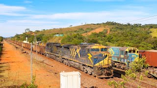 Trem de 272 vagões passando chutado, +1 HORA DE TRENS na Ferrovia do Aço, TREM QUE NÃO ACABA MAIS