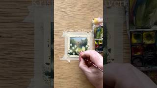 Painting 44 is fireflies! I used water to create blooms around the masking fluid for the “glow”