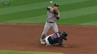 NYY@CLE: Yanks turn two with bases loaded, escape jam