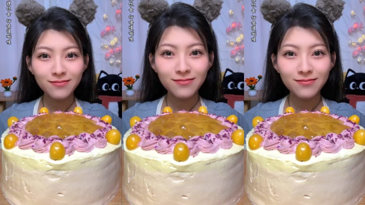 ASMR pineapple thousand layer cake 🎂 MUKBANG 