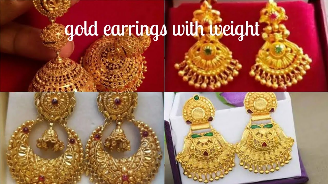 Latest Gold Jhumka Designs With Weight |Dail Wear Gold Earrings Jhumka ...