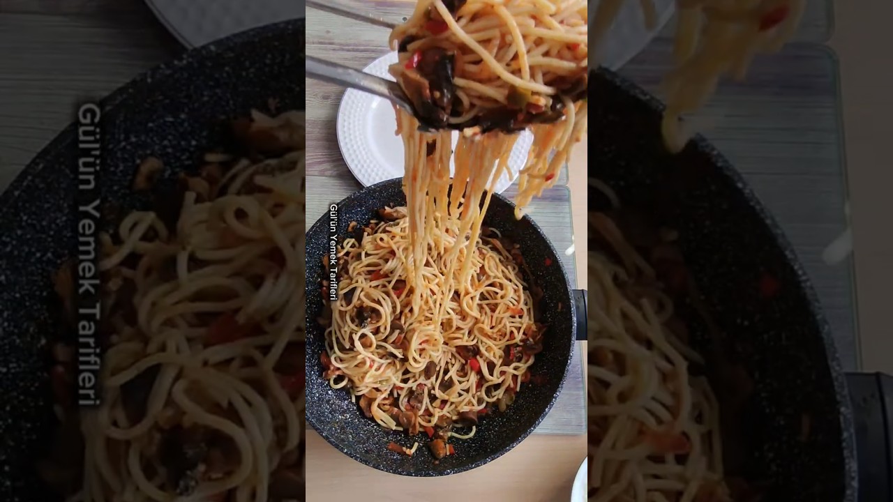 Mantar soteli spagetti#pratiktarifler #spagettitarifi #mantarsote